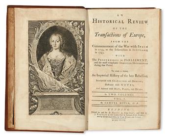 BOYSE, SAMUEL. An Historical Review of the Transactions of Europe, from . . . 1739, to . . . 1745.  2 vols.  1747-48